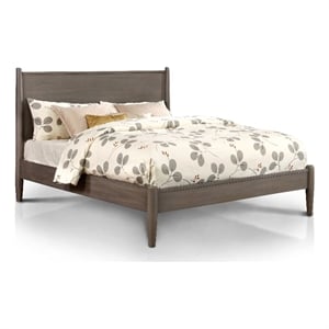 Bowery Hill Full Gray Solid Wood Platform Bed with 10&quot Memory Foam Mattress