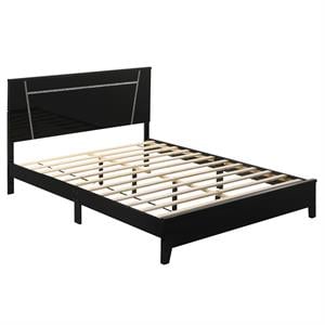 Bowery Hill Contemporary Wood Platform Cal King Bed in Gloss Black