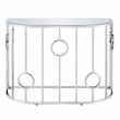 Bowery Hill Metal Half-Circle Sofa Table with Glass Top in Chrome