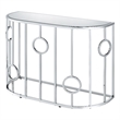 Bowery Hill Metal Half-Circle Sofa Table with Glass Top in Chrome