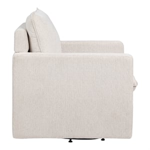 Bowery Hill Linen Fabric Swivel Armchair with Steel Base in Beige