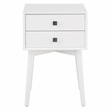 Bowery Hill Mid-Century 2-Drawer Side Table in White Wood