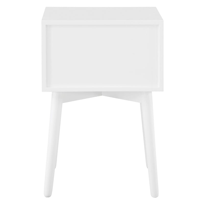 Bowery Hill Mid-Century 2-Drawer Side Table in White Wood