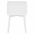 Bowery Hill Mid-Century 2-Drawer Side Table in White Wood