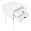 Bowery Hill Mid-Century 2-Drawer Side Table in White Wood