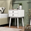 Bowery Hill Mid-Century 2-Drawer Side Table in White Wood