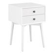 Bowery Hill Mid-Century 2-Drawer Side Table in White Wood