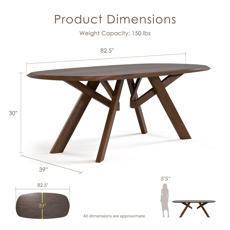 Bowery Hill Solid Wood Dining Table with 3D Cuts Top in Rich Walnut