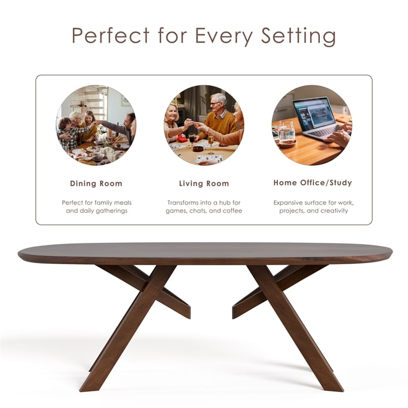Bowery Hill Solid Wood Dining Table with 3D Cuts Top in Rich Walnut