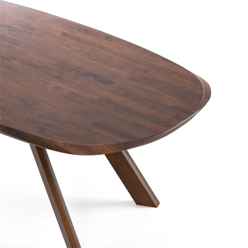 Bowery Hill Solid Wood Dining Table with 3D Cuts Top in Rich Walnut