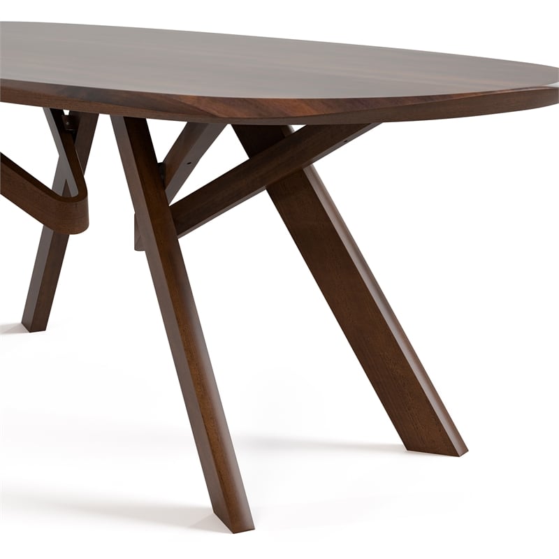 Bowery Hill Solid Wood Dining Table with 3D Cuts Top in Rich Walnut