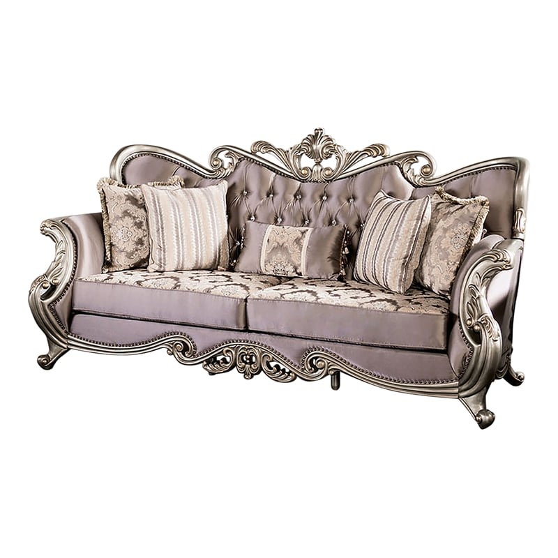Bowery Hill 2-Piece Velvet Tufted Sofa Set with Wingback Design in Purple