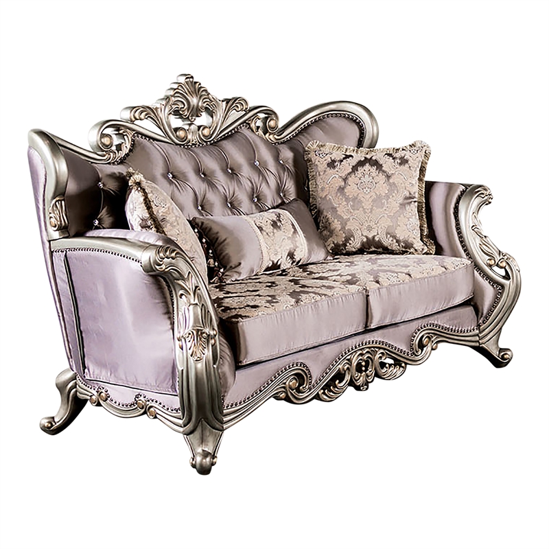 Bowery Hill 2-Piece Velvet Tufted Sofa Set with Wingback Design in Purple