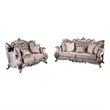 Bowery Hill 2-Piece Velvet Tufted Sofa Set with Wingback Design in Purple