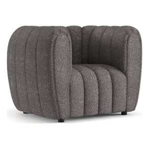 Bowery Hill Boucle Fabric Tufted Arm Chair in Charcoal Gray