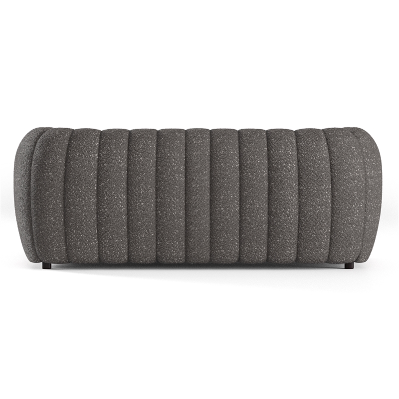 Bowery Hill Boucle Fabric Channel Tufted Sofa in Charcoal Gray