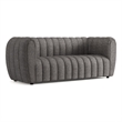 Bowery Hill Boucle Fabric Channel Tufted Sofa in Charcoal Gray