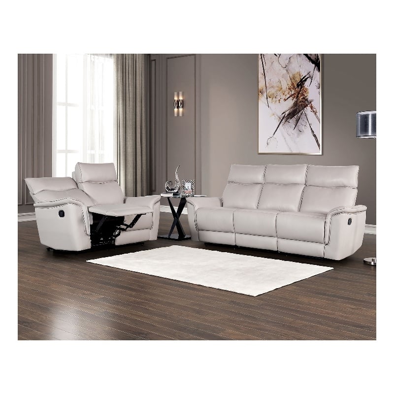 Bowery Hill 2-Piece Leather Reclining Sofa Set in Taupe