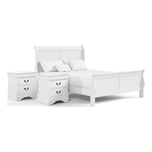 Bowery Hill 3-Piece Queen Bedroom Set with Sleigh Bed in White