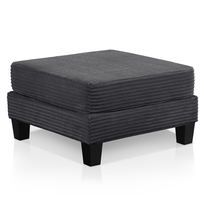 Bowery Hill Chenille Storage Ottoman in Dark Gray