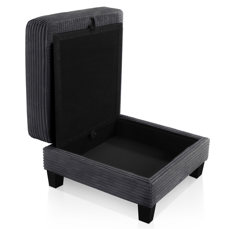 Bowery Hill Chenille Storage Ottoman in Dark Gray