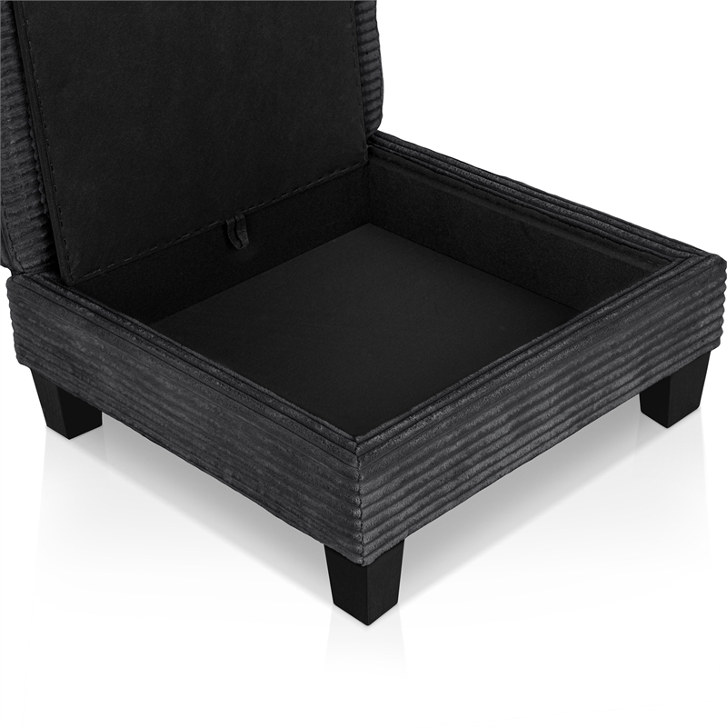 Bowery Hill Chenille Storage Ottoman in Dark Gray