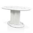Bowery Hill Faux Marble Oval Dining Table with Iron Base in White
