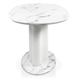 Bowery Hill Faux Marble Oval Dining Table with Iron Base in White