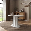 Bowery Hill Faux Marble Oval Dining Table with Iron Base in White