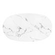 Bowery Hill Faux Marble Oval Dining Table with Iron Base in White
