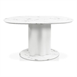 Bowery Hill Faux Marble Oval Dining Table with Iron Base in White