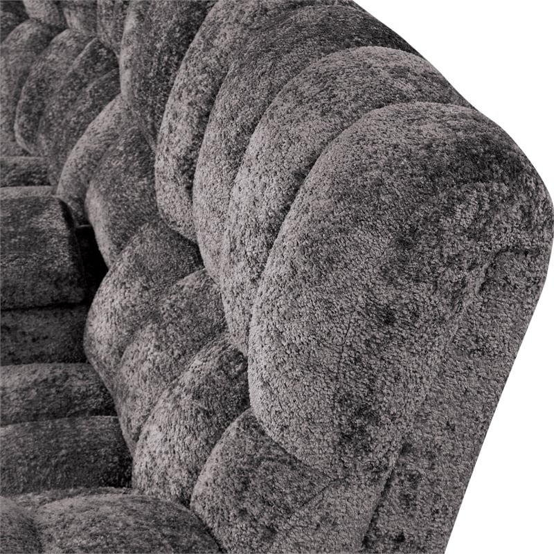 Bowery Hill Dark Gray Fabric Power Reclining Sectional with USB Ports