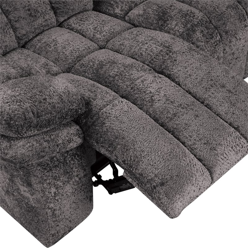 Bowery Hill Dark Gray Fabric Power Reclining Sectional with USB Ports