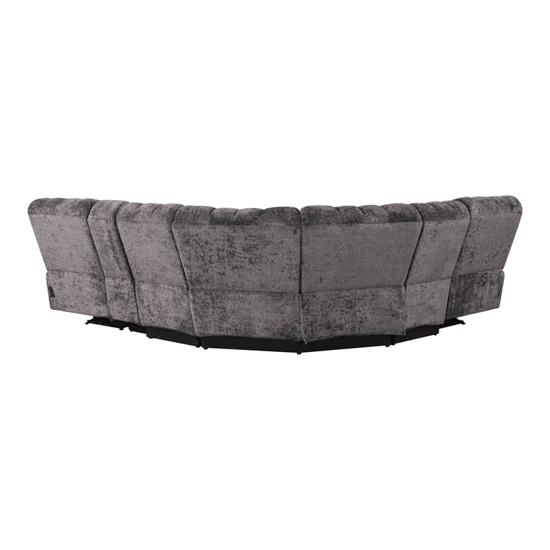 Bowery Hill Dark Gray Fabric Power Reclining Sectional with USB Ports