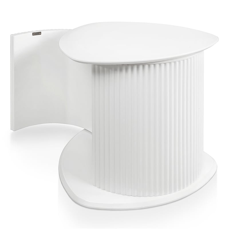 Bowery Hill 2-Piece Glossy White End Table Set with Fluted Pedestal Base