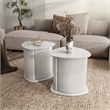 Bowery Hill 2-Piece Glossy White End Table Set with Fluted Pedestal Base
