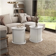 Bowery Hill 2-Piece Glossy White End Table Set with Fluted Pedestal Base
