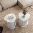 Bowery Hill 2-Piece Glossy White End Table Set with Fluted Pedestal Base