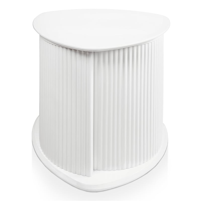 Bowery Hill 2-Piece Glossy White End Table Set with Fluted Pedestal Base