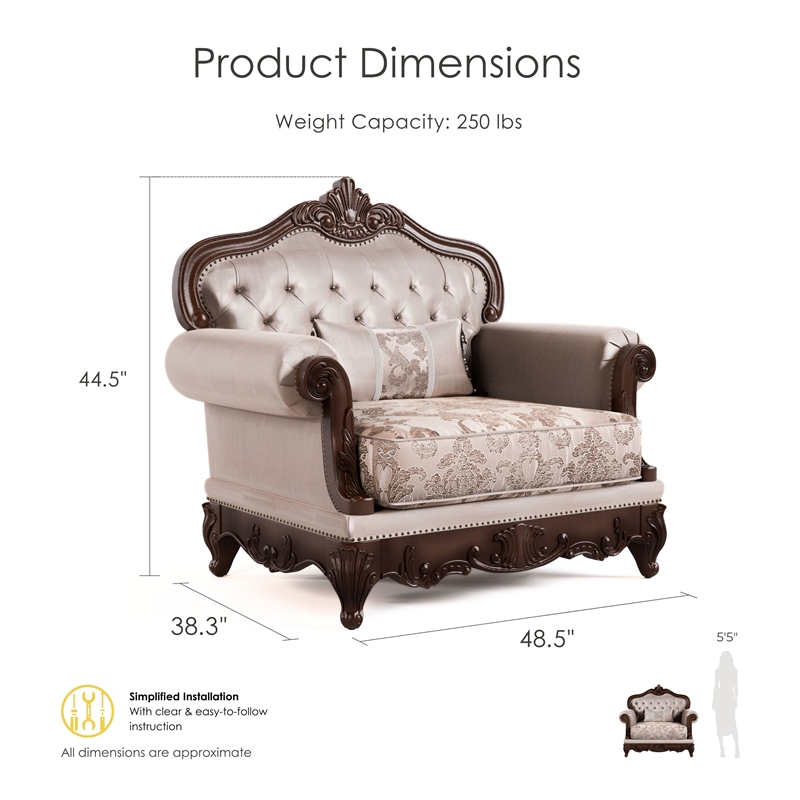 Bowery Hill Tufted Brown Accent Chair with Wingback Design and Wood Frame