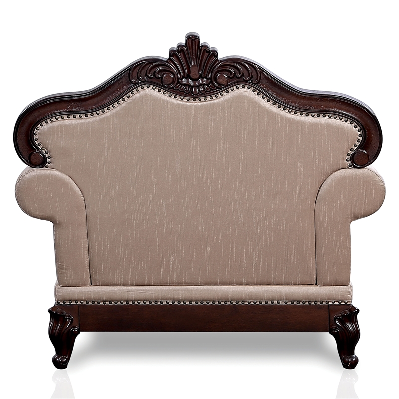 Bowery Hill Tufted Brown Accent Chair with Wingback Design and Wood Frame