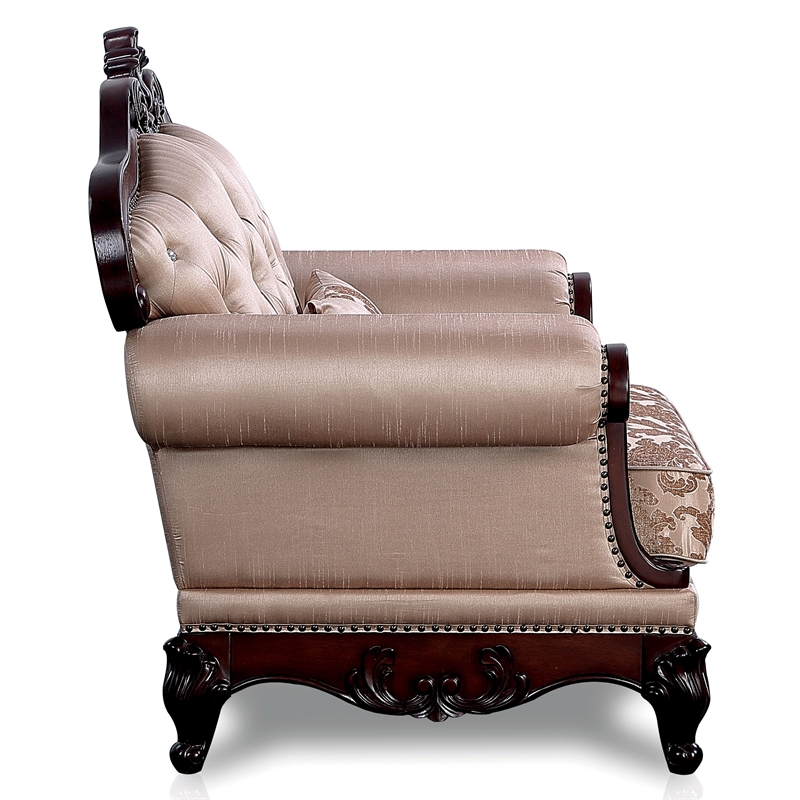 Bowery Hill Tufted Brown Accent Chair with Wingback Design and Wood Frame
