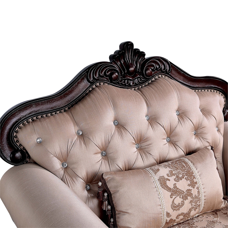 Bowery Hill Tufted Brown Accent Chair with Wingback Design and Wood Frame