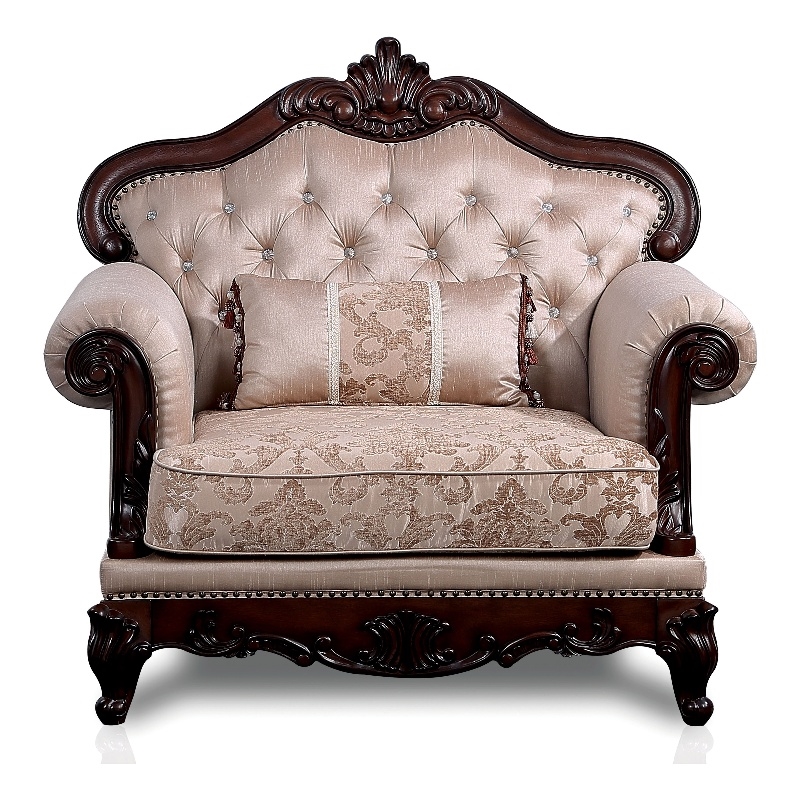 Bowery Hill Tufted Brown Accent Chair with Wingback Design and Wood Frame
