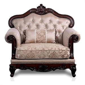 Bowery Hill Tufted Brown Accent Chair with Wingback Design and Wood Frame