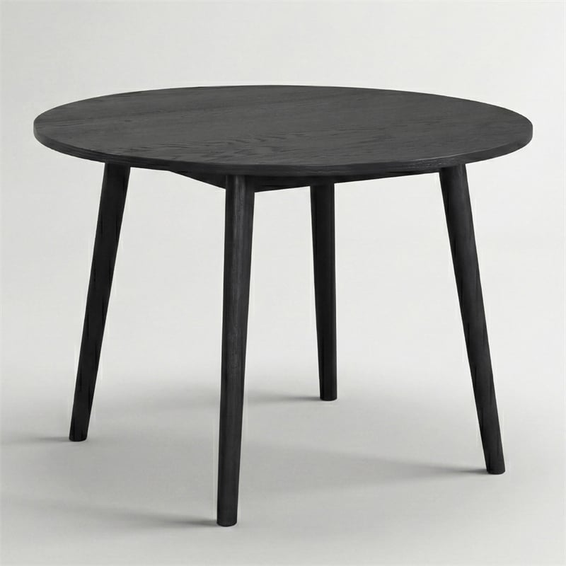 Bowery Hill Wood 5-Piece Round Dining Table Set in Black
