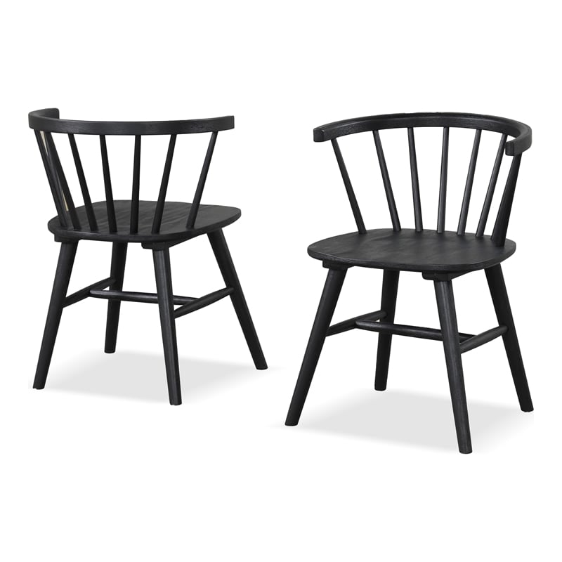 Bowery Hill Wood 5-Piece Round Dining Table Set in Black