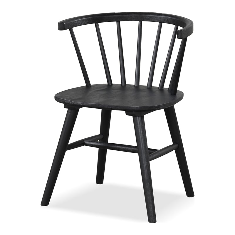 Bowery Hill Wood 5-Piece Round Dining Table Set in Black