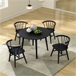 Bowery Hill Wood 5-Piece Round Dining Table Set in Black