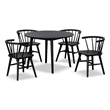 Bowery Hill Wood 5-Piece Round Dining Table Set in Black
